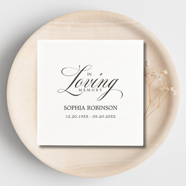 In Loving Memory Modern Elegant Script Funeral  Napkins (Creator Uploaded)
