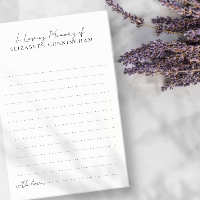 In Loving Memory Modern Funeral Share a Memory Post-it Notes (Creator Uploaded)