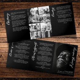 In Loving Memory Modern Memorial 7-Photo Collage Tri-Fold Program