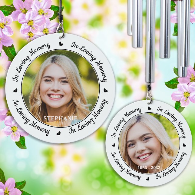 In Loving Memory Modern Memorial Custom 2 Photo Wind Chime (Creator Uploaded)