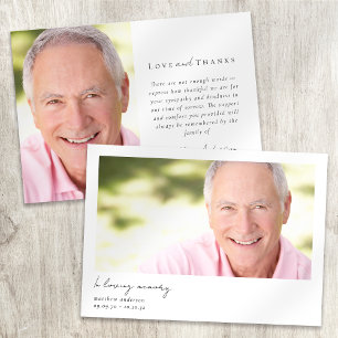 In Loving Memory Modern Minimal Photo Bereavement Thank You Card