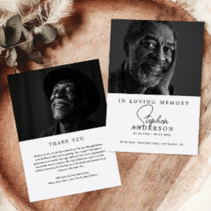 In Loving Memory Modern Minimalist 2-Photo Funeral Thank You Card