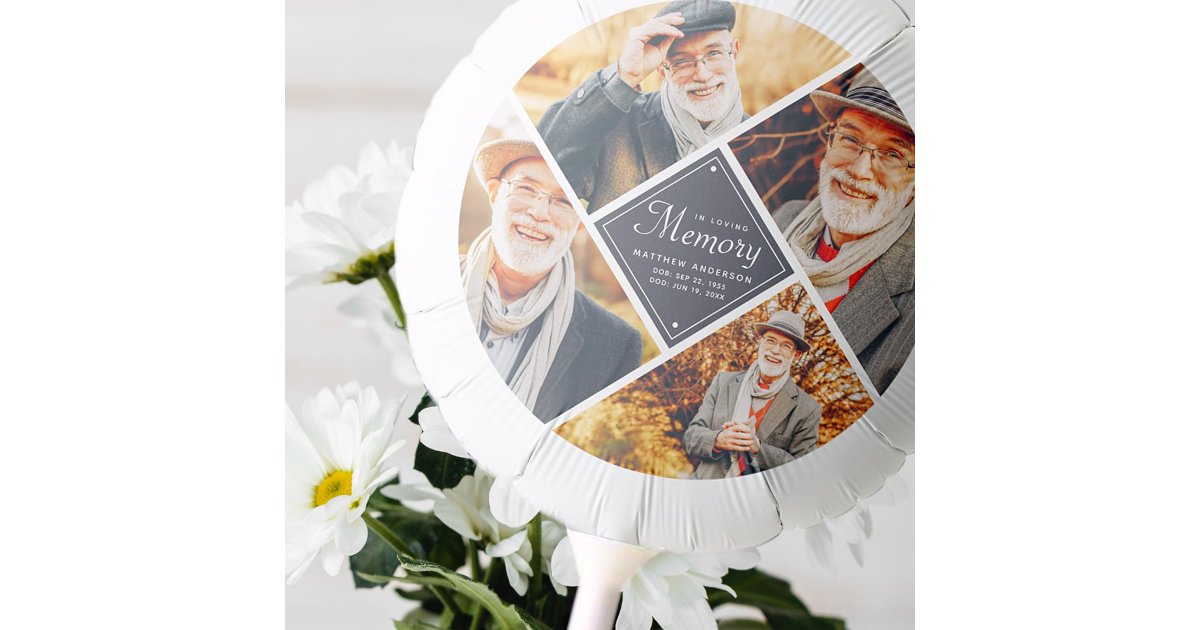 In Loving Memory Modern Multi Photo Template Balloon | Zazzle