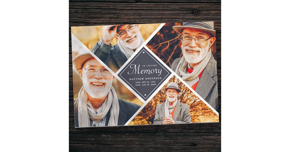 In Loving Memory Modern Multi Photo Thank You Card | Zazzle