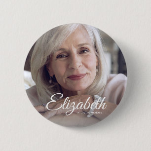 In Loving Memory Modern Name and Photo Keepsake Button