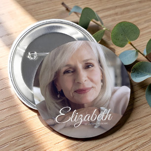 In Loving Memory Modern Name and Photo Keepsake Button