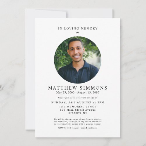 In Loving Memory Modern Photo Memorial Funeral