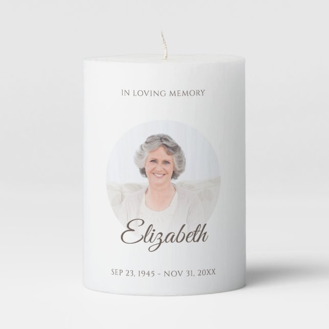 In Loving Memory Modern Photo Memorial Pillar Candle (Front)