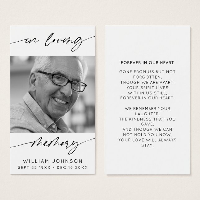 In Loving Memory Modern Script Photo Funeral  (Front & Back)