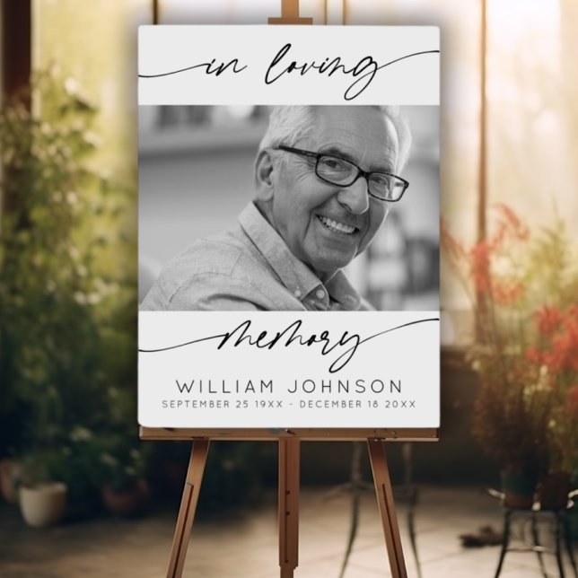 In Loving Memory Modern Script Photo Funeral  Foam Board (Creator Uploaded)