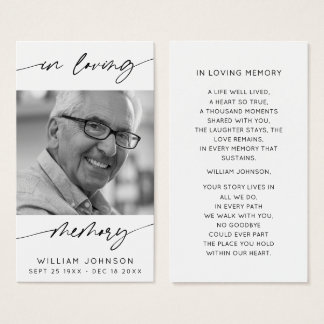 In Loving Memory Modern Script Photo Funeral Poem