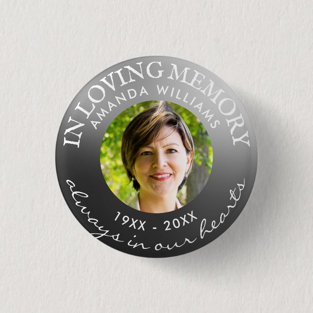 In Loving Memory Modern Silver Button (Front)