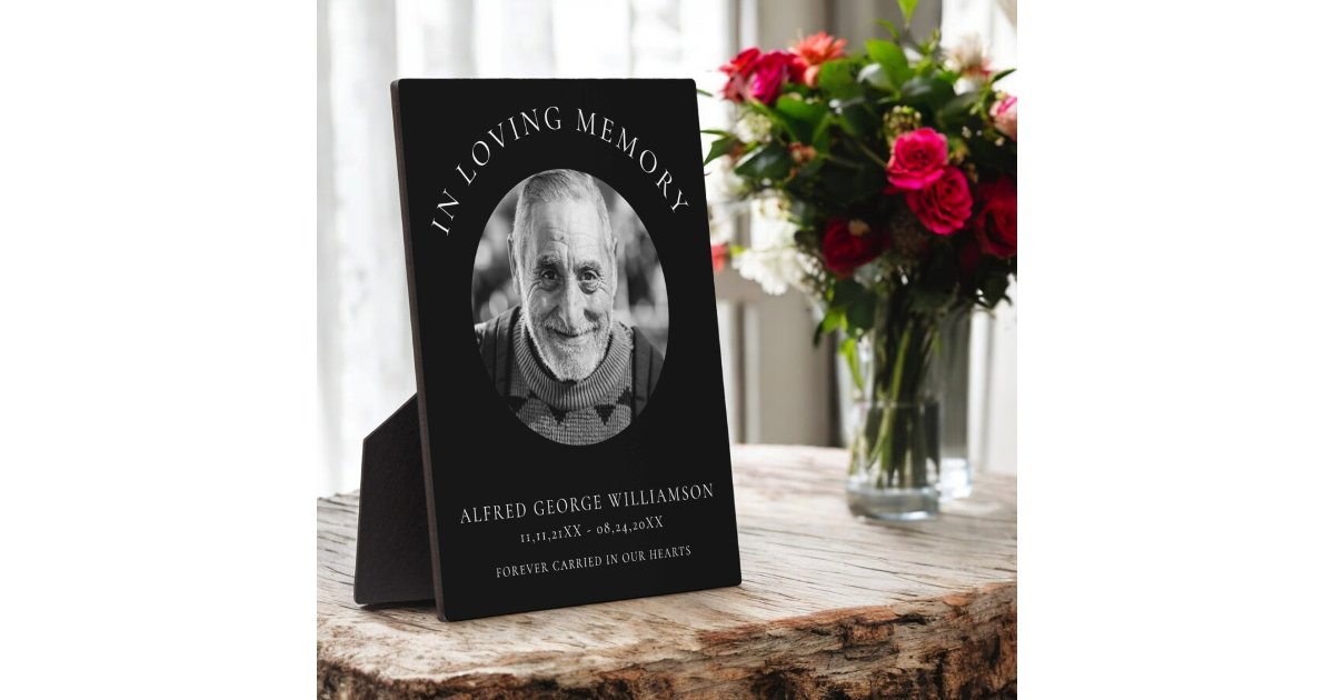 in loving memory modern simple photo memorial plaque | Zazzle