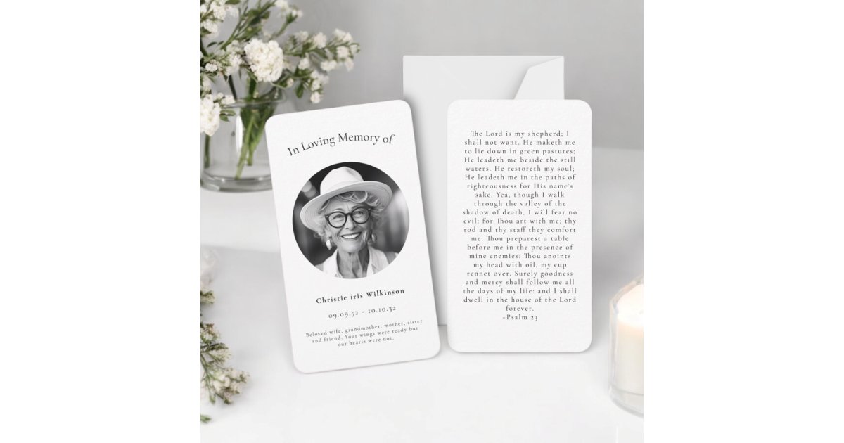 in loving memory modern simple prayer card