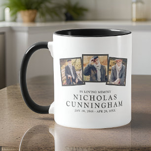 In Loving Memory Modern Simple Three Photo Mug
