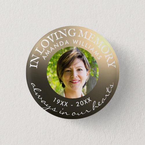 In Loving Memory Modern Sophisticated Gold Button