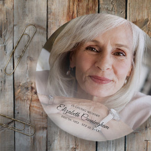 In Loving Memory   Modern Vignette Photo Keepsake Button