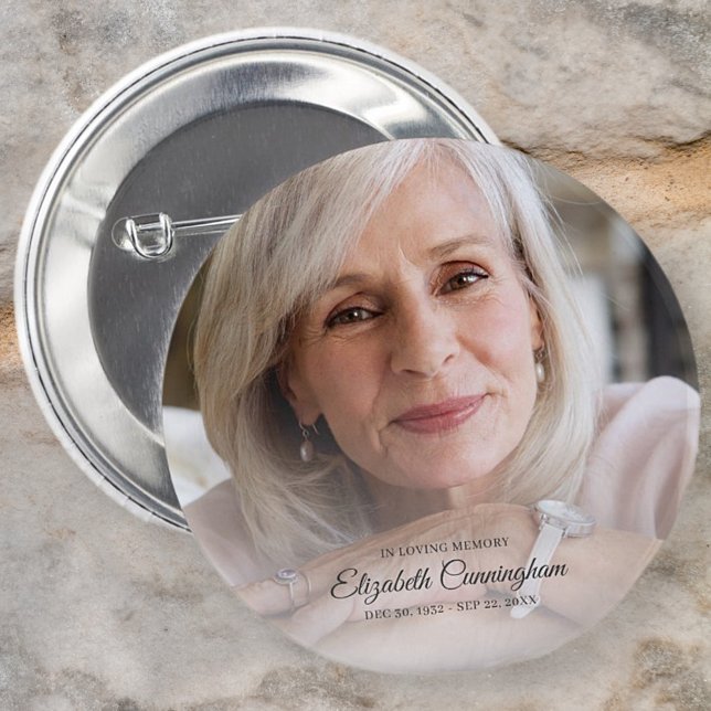 In Loving Memory Modern Vignette Photo Keepsake Button (Creator Uploaded)