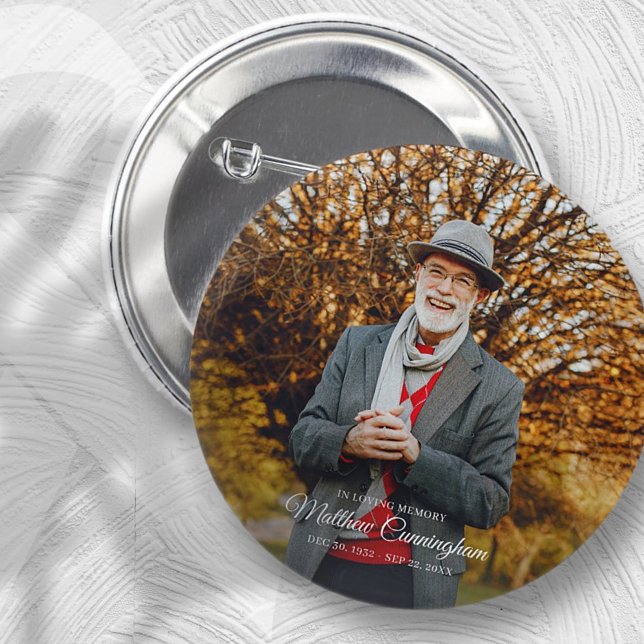 In Loving Memory | Modern Vignette Photo Keepsake Button (Creator Uploaded)