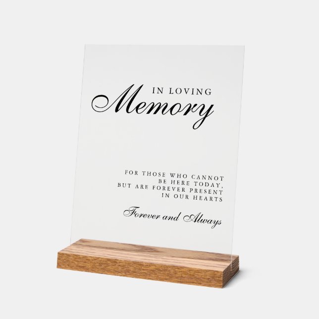 In Loving Memory Modern Wedding Memorial Sign (Angle)