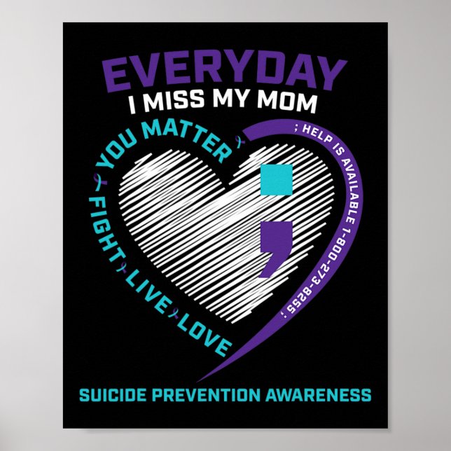 In Loving Memory Mom Suicide Awareness Prevention  Poster (Front)