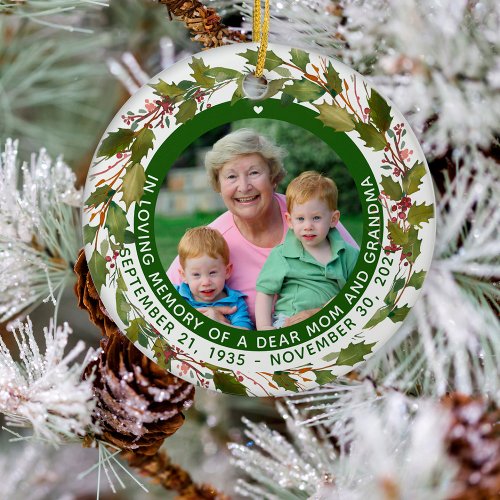 In Loving Memory Mother Grandma Memorial Christmas Ceramic Ornament