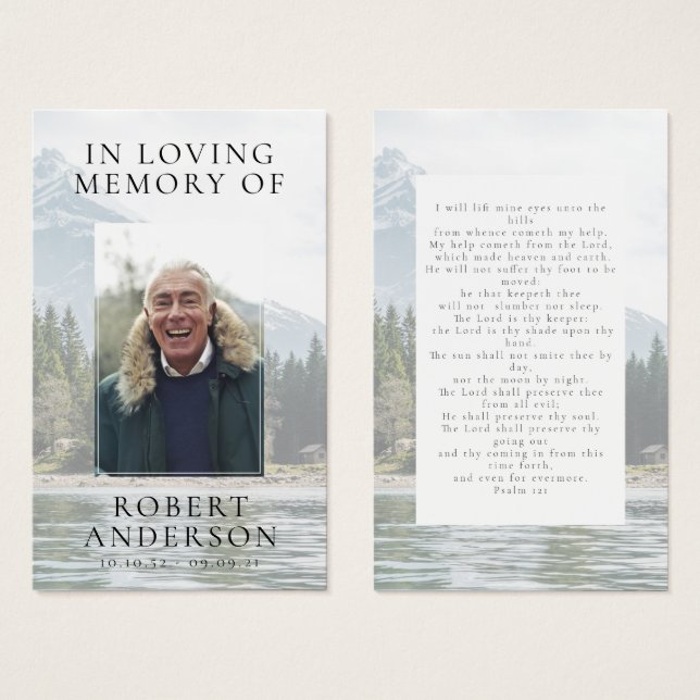 In Loving Memory Mountains Memorial Prayer Card (Front & Back)