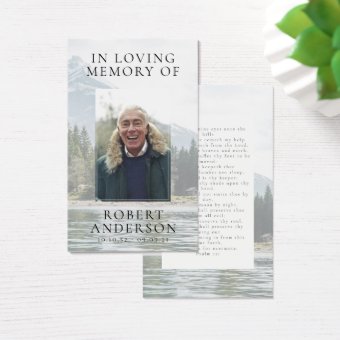 In Loving Memory Mountains Memorial Prayer Card | Zazzle