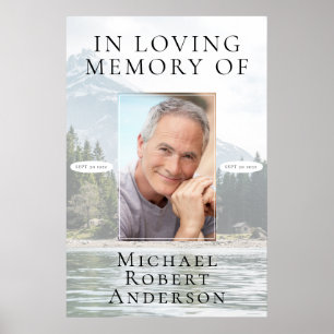 In Loving Memory Mountains Photo Memorial Poster