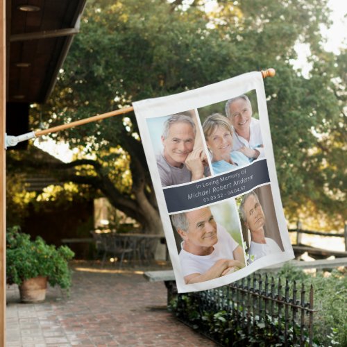 In Loving Memory Multi Photo Memorial Tribute Hous House Flag