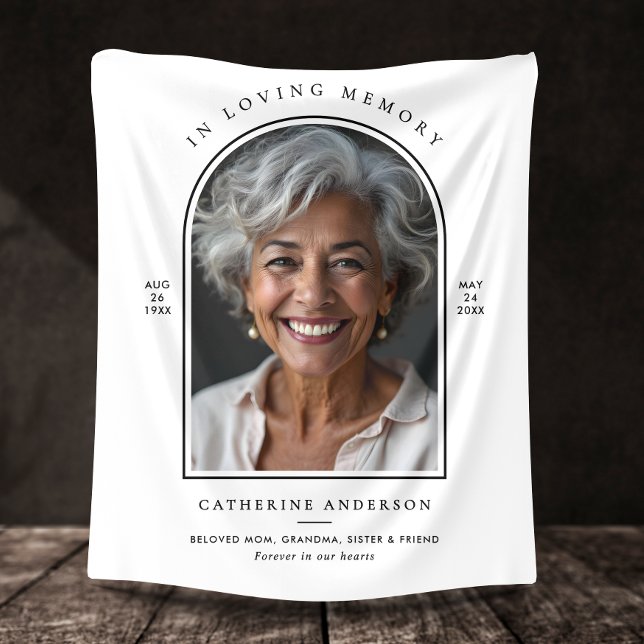In Loving Memory Name, Custom Quote & Photo Fleece Blanket (Creator Uploaded)