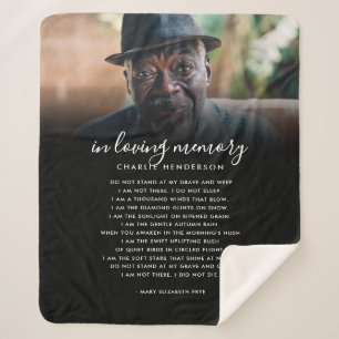 In Loving Memory Name, Custom Quote/Poem & Photo Sherpa Blanket