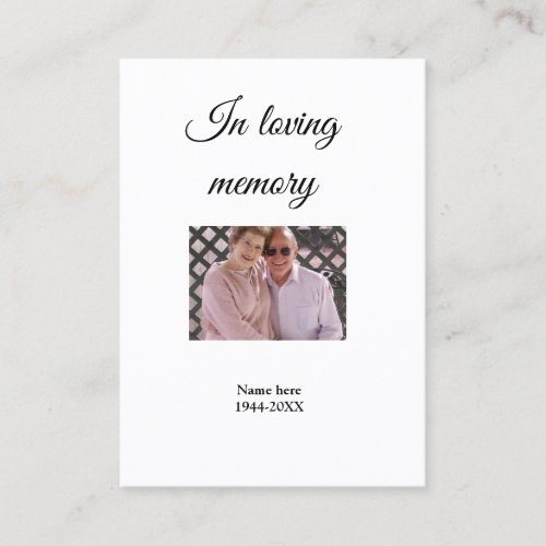 in loving memory name text keepsake prayer card