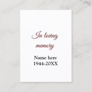 in loving memory name text keepsake prayer card