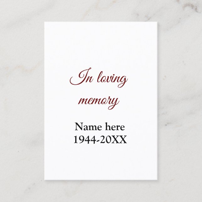 in loving memory name text keepsake prayer card (Front)