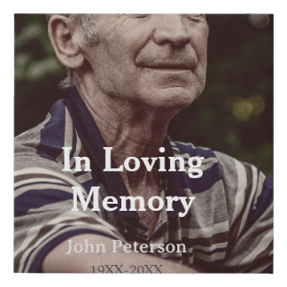 In Loving memory name year funeral memorial keepsa Faux Canvas Print