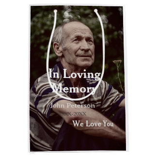 In Loving memory name year funeral memorial keepsa Medium Gift Bag