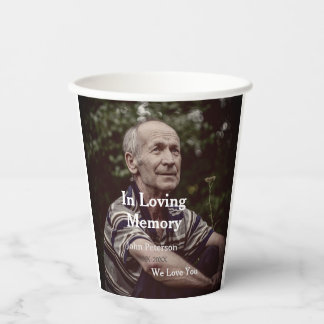 In Loving memory name year funeral memorial keepsa Paper Cups