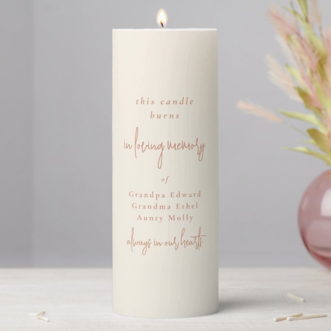 In Loving Memory Names Cream Pillar Candle (In Situ)