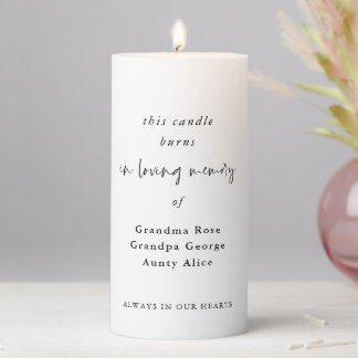 In Loving Memory Names Elegant Script Wedding Pillar Candle