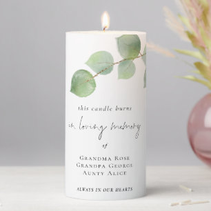 In Loving Memory Names Eucalyptus Wedding Memorial Pillar Candle