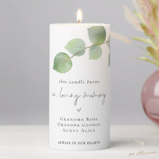 In Loving Memory Names Eucalyptus Wedding Memorial Pillar Candle