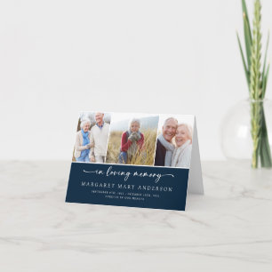In Loving Memory   Navy Photos Funeral Sympathy  Letterpress Thank You Card