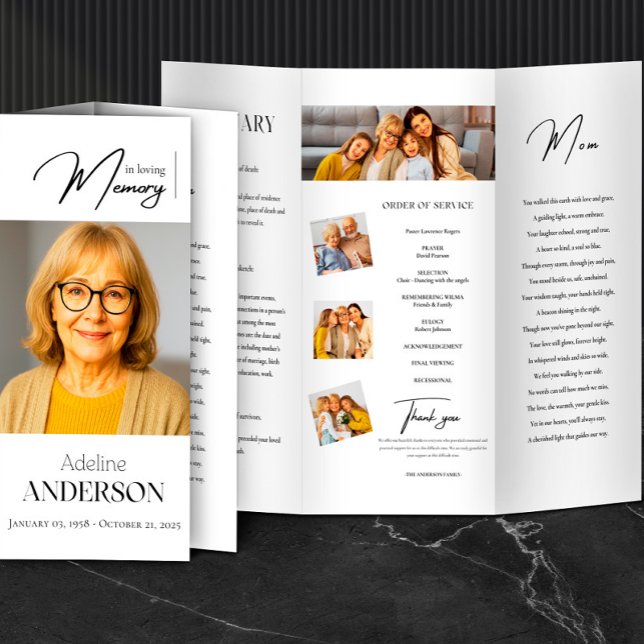 In Loving Memory Obituary Photo Trifold Funeral  Brochure (obituary template,funeral program for mam,order of service,celebration of life,funeral booklet,funer)