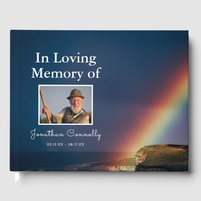 In Loving Memory | Ocean Rainbow Funeral Memorial Guest Book (Front)