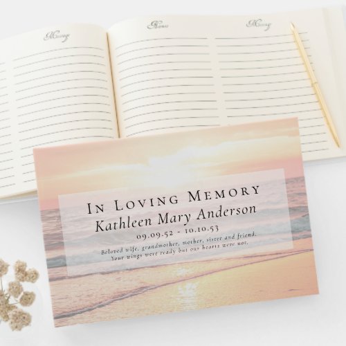 In Loving Memory Ocean Sunset Memorial Funeral Guest Book