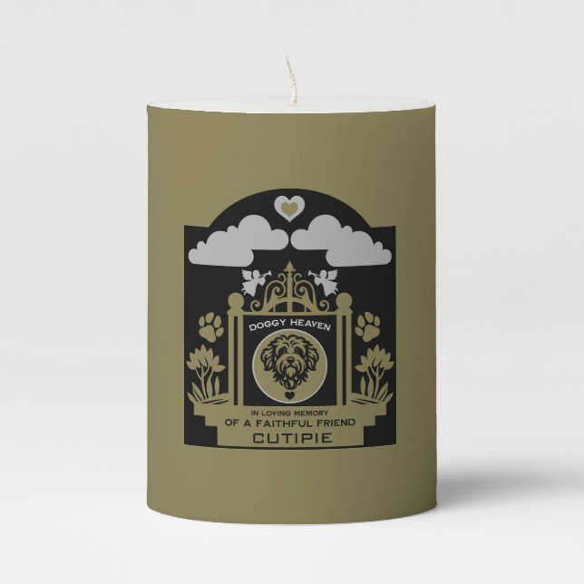 In loving Memory Of A Cockapoo Pillar Candle (Front)