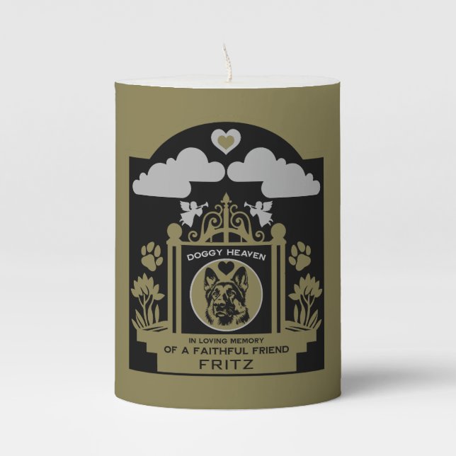 In loving Memory Of A German Shepherd Pillar Candle (Front)