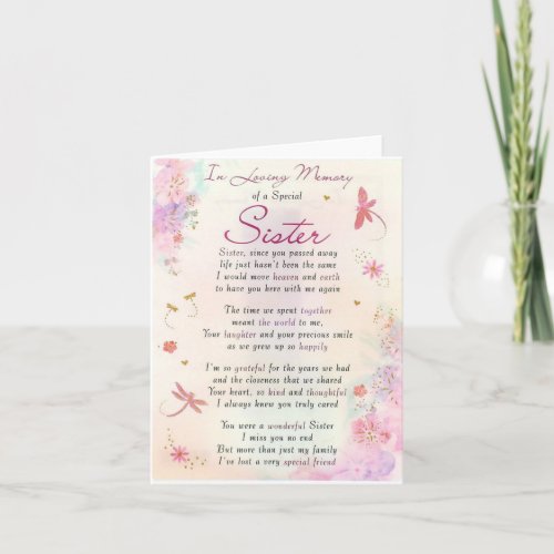 In Loving Memory of a Special Sister Sympathy Card