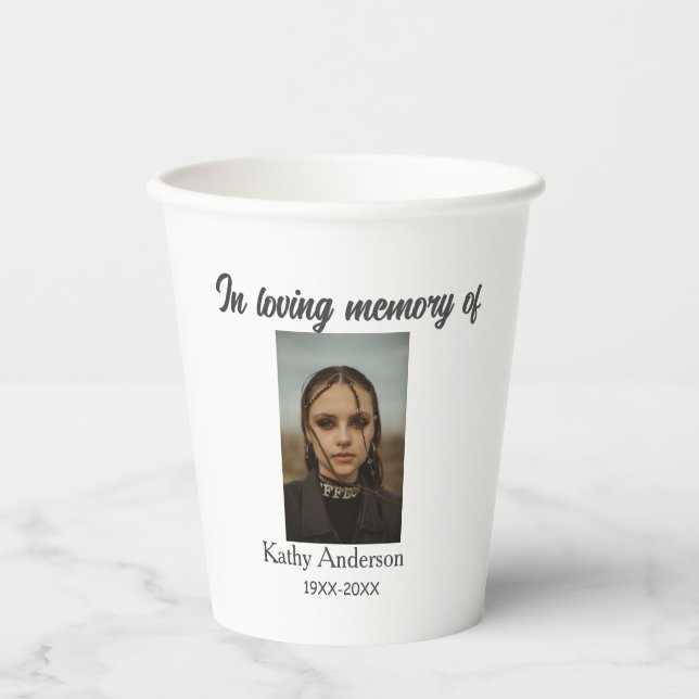 In loving memory of add name memorial keepsake paper cups (Front)
